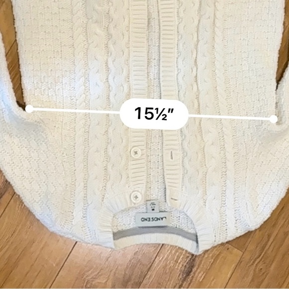 Lands' End Ivory Cable Knit Cardigan - Picture 3 of 6